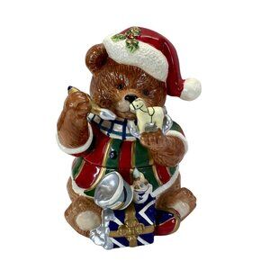 Cracker Barrel Christmas Teddy Bear Cookie Jar Gifts Scarf Vintage